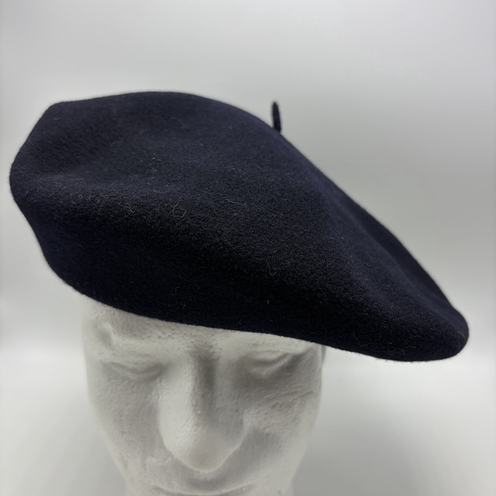 Vintage Berrion Black Pure Wool Beret French Basque Hat 10.5 Impermeable